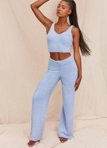 Completo Due Pezzi in Maglia Pelosa da <span class=keywords><strong>Donna</strong></span>, Top Corto Sexy con Scollo a V e Pantaloni a Vita Alta, Outfit Casual per <span class=keywords><strong>Casa</strong></span> C13424 - Product Image 4