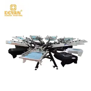 Machine d'impression rotative de poulpe 8 couleurs 8 stations Machine de sérigraphie rotative de T-shirts