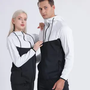 Wholesale Sauna Suit for Men Zipper Sweat Suits with Hood Sauna Jacket Gym Workout Full Body only Jacket