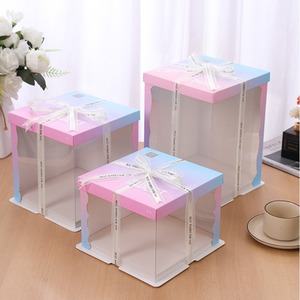 Custom 4 6 8 10 12 inches Transparent Clear White Cake Box Packaging with Logo Luxury Cake Board Packing Cupcake Box - Product Image 4
