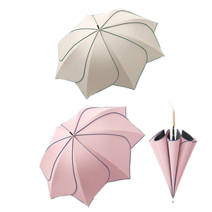 Factory Custom Promotion Sunshade Reinforced Golf Umbrella Korean Semi-automatic Petal Straight Umbrella for Outdoor Activities