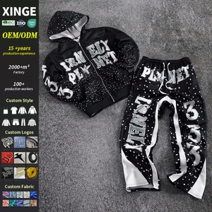 Customized High Quality Men's Zipper Hoodie <b>Jogger</b> Sweatpants Set Street Style Digital Print Men's <b>Oversized</b> Hoodie Sweatsuit - Product Image 1
