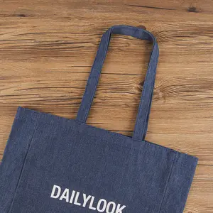 Fabric Tote Bags Wholesale Custom Plain Blank Recycled Denim Fabric Tote Bags