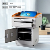 Pupitre multimédia en acier, pupitre d'enseignement multifonctionnel, console de contrôle audiovisuelle centrale, bureau de classe simple et élégant