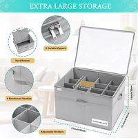 Organisateur de chaussures pliable en tissu Oxford, boîte de rangement transparente pour 16 paires, fond renforcé, poignées, rangement moderne pour économiser de l'espace dans le placard