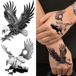 Alta calidad 50 hojas tatuajes temporales negros León Lobo tatuajes impermeables temporales de larga duración pegatinas de tatuaje realistas - Product Image 2