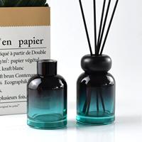 100 ml 200 ml couleur maison décorative bleu verre parfum roseau diffuseur bouteille vide rond diffuseur bouteilles en verre