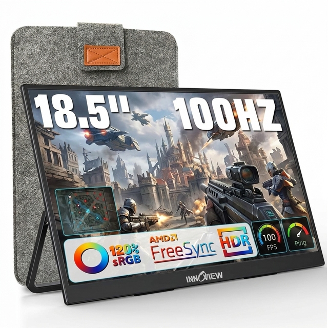 FHD 1080P Portable Monitor 18.5 Inch 100Hz IPS Gaming Screen 120 SRGB External Display With Stand for Console PC