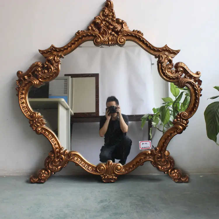Elegant Vintage Resin PU Wall Hanging Mirror Frame European Home Decor for Hallway & Bedroom & Living Room
