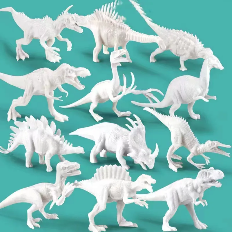 Zige 글로벌 쥬라기 공룡 DIY 흰색 공룡 인형 가정 장식 액션 모델 장난감 선물 폭력적인 우울한 유체 공룡