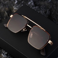 Lunettes de soleil de luxe pour homme en alliage aviation, double pont, sans monture, protection UV400