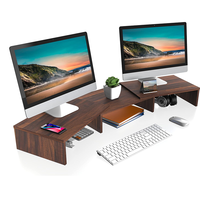 Rehausseur d'écran en bois massif robuste, angle réglable, étagère de bureau pour ordinateur à grand écran, jeux