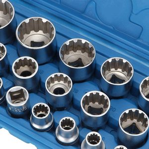 Vcan 19 cái 1/2 "Ổ spline ổ cắm VDE bộ, spline <span class=keywords><strong>Bit</strong></span> Ổ Cắm bộ <span class=keywords><strong>12</strong></span> điểm chrome vanadi thép chuyên nghiệp 6 Bộ/carton - Product Image 2