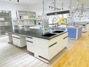 C Frame Lab Island Table With Reagent Rack Drawers Physical Chemistry Medical Lab Furniture For School And Food Lab