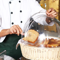 Panier à pain en osier commercial, panier de présentation alimentaire pour traiteur extérieur, panier de présentation de pâtisserie anti-poussière avec couvercle rabattable pour boulangerie et buffet