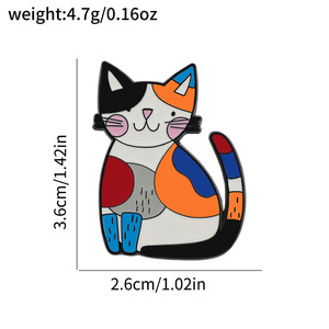 Bros Pin Enamel Kucing Patchwork Warna-warni Lucu Custom Grosir, Lencana Kartun untuk Tas dan Pakaian - Product Image 2