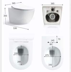 WC suspendu rond en céramique Chaozhou Sanitary Ware KD-05WT-4 avec siphon en P, vente rapide - Product Image 2