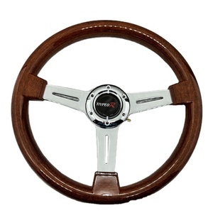 Hot Sell Classic 350mm ABS 4 Deep Dish Electroplated <b>Bracket</b> Retro Peach Wood Steering Wheel - Product Image 1