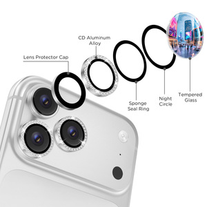 Protection d'objectif d'appareil photo en verre trempé 3D transparent 9H en alliage d'aluminium personnalisée OEM pour iPhone 17 16 15 14 <span class=keywords><strong>13</strong></span> 12 Pro Max - Product Image 4