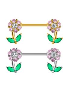 귀여운 체리 패션 스테인레스 스틸 지르콘 약혼 바디 피어싱 보석 유방 젖꼭지 반지 플래티넘/골드 도금 도매 - Product Image 5