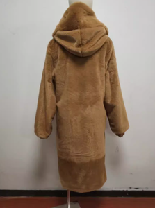 Novo Casaco de Pele Sintética de Raposa com Capuz para Mulheres, Jaqueta Genuína de Alta Qualidade, Casacos Grossos de Inverno de 130cm, Sobretudos Quentes de Pele de Luxo - Product Image 6