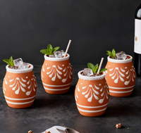 Tasse à café en céramique artisanale de 10 onces, design classique, argile terracotta, Cantaritos mexicains, usage vintage pour les fêtes, portable, passe au lave-vaisselle