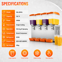 Distributeur de boissons froides pour restaurant, buffet, fête, distributeur de boissons réfrigérées de 16 L, bocaux transparents de qualité alimentaire
