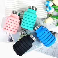 Bouteille d'eau pliable en silicone de qualité alimentaire, écologique, durable, portable et réutilisable, sans BPA, anti-fuite, pour les voyages, la randonnée et le camping