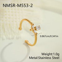 Ensemble de bagues en zircon marquise coloré plaqué or avec motif papillon pour femmes, bijoux de mode en acier inoxydable, vente en gros