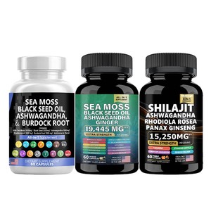 Suplementos Herbales con Musgo Marino, Aceite de Semilla Negra, Ashwagandha, Cúrcuma, Bardana, Jengibre, Cápsulas de Musgo Marino y Shilajit con Logotipo OEM - Product Image 1