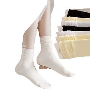 Ice Silk Women Socks Thin Summer Mid Calf Solid Color White Breathable Soft Comfortable Casual Wear - Product Image 5