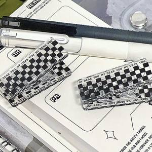 <span class=keywords><strong>Clip</strong></span> en acrylique transparent à carreaux rétro, <span class=keywords><strong>clip</strong></span> à papier kawaii, papeterie - Product Image 3