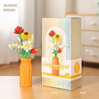 Vente en gros Vase à fleurs éternelles en plastique pour décoration bricolage Bloc de briques Jouet Bouquet de fleurs Ensemble de blocs de construction