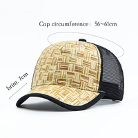 Gorra de béisbol de 5 paneles con textura de hierba tejida al por mayor, gorra trucker de malla transpirable para viajes al aire libre de verano unisex