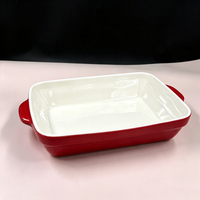 Plat de cuisson rectangulaire moderne en grès céramique avec couvercle pour la restauration, en gros