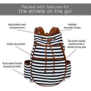 Mochila con estampado de rayas para mujer, mochila para raqueta de tenis y bádminton con cierre de cordón - Product Image 2