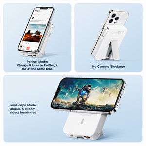 Внешний аккумулятор 10 000 мАч с быстрой зарядкой 22,5 Вт, двумя встроенными кабелями USB-C, магнитный, беспроводной, портативный, с функцией держателя - Product Image 5