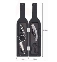 Ensemble de 5 ouvre-bouteilles modernes et durables en acier inoxydable en forme de bouteille de vin, avec verseur, tire-bouchon, bouchon, coffret cadeau personnalisé – Vente en gros