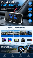 Chargeur USB double port 24V pour siège de bus, montage en surface, type-C QC3.0, charge rapide pour camping-car, autocar, caravane, camion