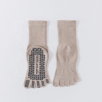 Chaussettes de yoga et de Pilates professionnelles antidérapantes mi-mollet à cinq orteils séparés - Coton/Spandex/Nylon - Utilisation toutes saisons - Fabriquées à Zhuji