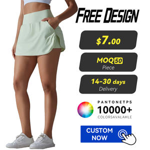 Hoch tailliertes Tennis kleid für Damen Cooler Sonnenschutz Abnehmen Zweiteilige Rockhose Rücken Taille Tasche Sport Yoga Wear - Product Image 1