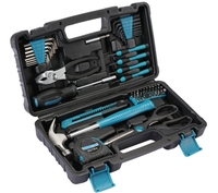 Boîte à outils en plastique de 57 pièces, avec tournevis, marteau, scie, clé à molette, clé à douille, pinces, outils de quincaillerie, ensembles d'outils à main pour la maison