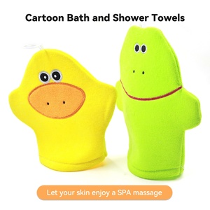 Ensemble de gants de bain pour bébé en forme d'animaux mignons, gants de bain en tissu éponge pour nourrissons, gants exfoliants double face, vente en gros OEM - Product Image 3