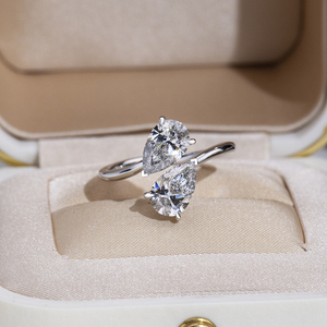 Bague de fiançailles Messi Jewelry MSR-2101 18k avec diamant de laboratoire taille poire - Product Image 1