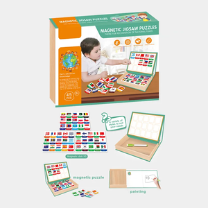 Venta caliente Diy Jigsaw Magnetic Puzzle Juego <span class=keywords><strong>World</strong></span> Flags Theme Kids Magnetic Puzzle Juguetes - Product Image 3