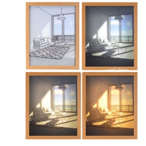Cadre photo en bois avec éclairage LED, peinture Sunshine - Product Image 5