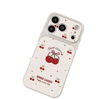 Coque de téléphone en cuir TPU imprimé cerise douce pour iPhone 17 Air 16 14 15 Pro Plus 18 13 12 11 Pro Max XR XS MAX