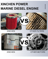 Moteur diesel marin hors-bord 4 à 6 cylindres refroidi par eau, 4 temps, démarrage électrique, pour bateau de pêche