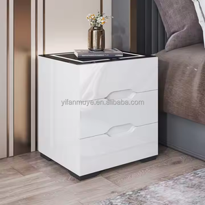 <span class=keywords><strong>Table</strong></span> <span class=keywords><strong>de</strong></span> <span class=keywords><strong>chevet</strong></span> moderne intelligente en bois blanc et <span class=keywords><strong>noir</strong></span> avec 2 tiroirs, charge sans fil, design contemporain pour chambre à coucher - Product Image 3