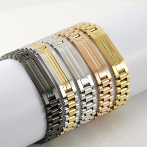 Stainless Steel Watch Band 18k Gold Rose Gold Silver Black Men's Bracelet Durable Stackable Jewelry Accessory - Product Image 4